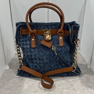 Michael Kors Denim and Brown Satchel